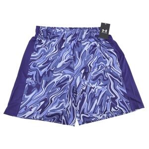NEW Under Armour Mens Train Stretch 2.0 Print Shorts Purple Marble Swirl XL 8"